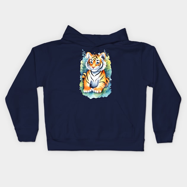 Baby Tiger Nature Kids Illustration Kids Hoodie by craftydesigns